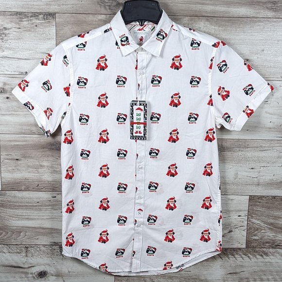 Denim & Flower* Men's Short Sleeve Button Down Curved Hem Shirt~ Size Small - Picture 7 of 14